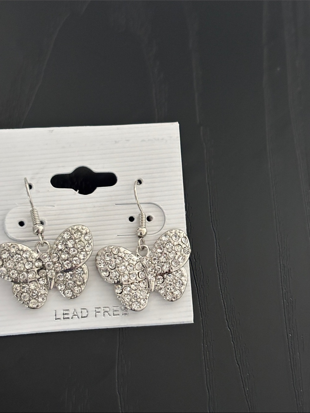 Crystal filled butterfly earrings - Picture 1 of 4